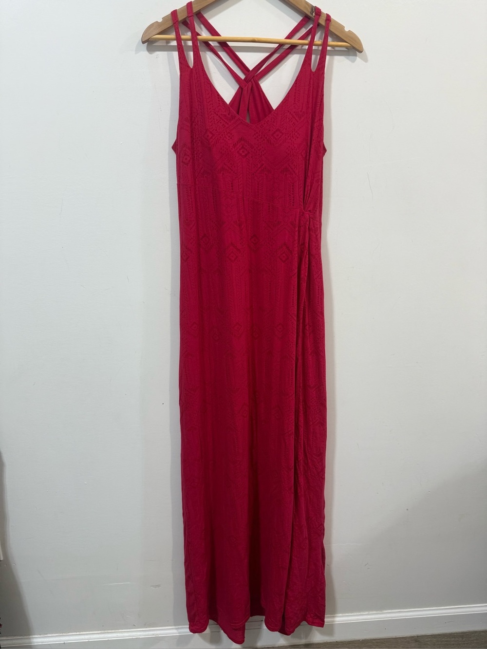 Athleta Pink Knotted Nanda Crisscross Strappy Side Slit Maxi Dress Size M